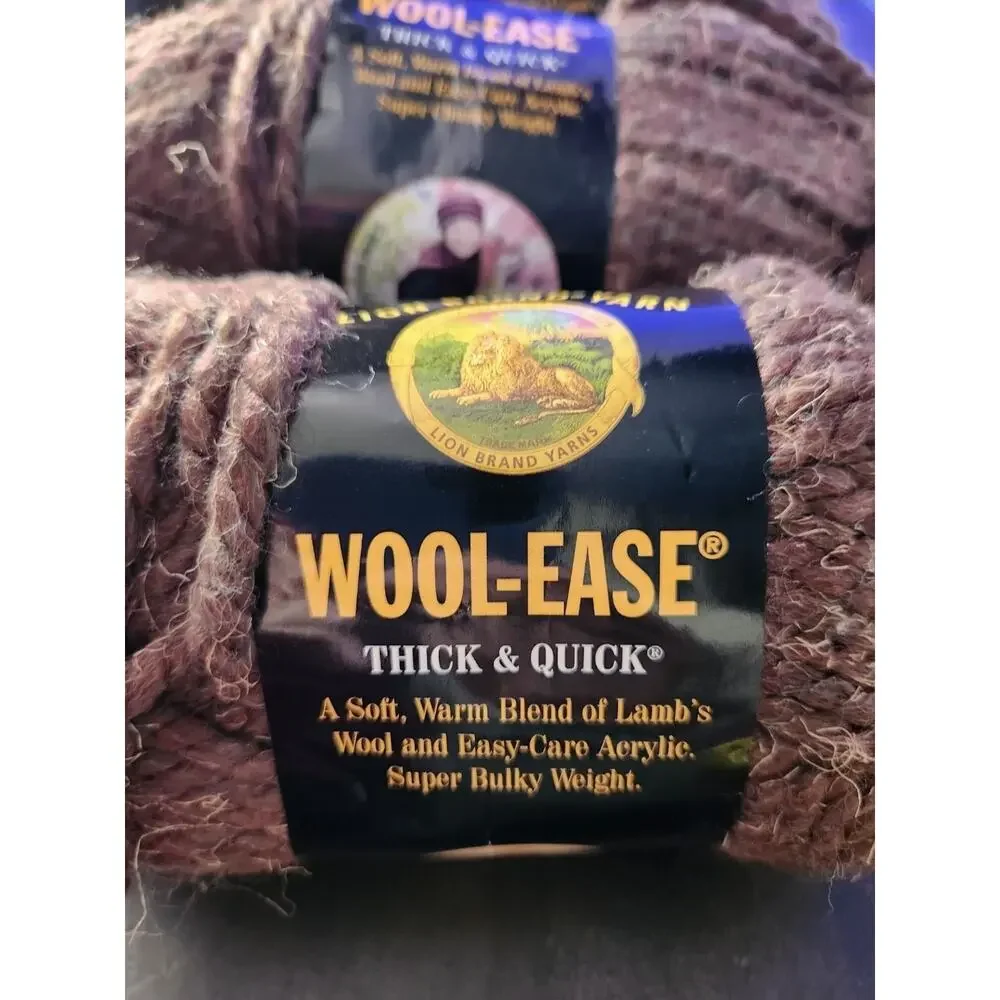 Lion Brand Wool-Ease Thick & Quick Yarn Lot Wood 404 Super Bulky Same Dye Lot